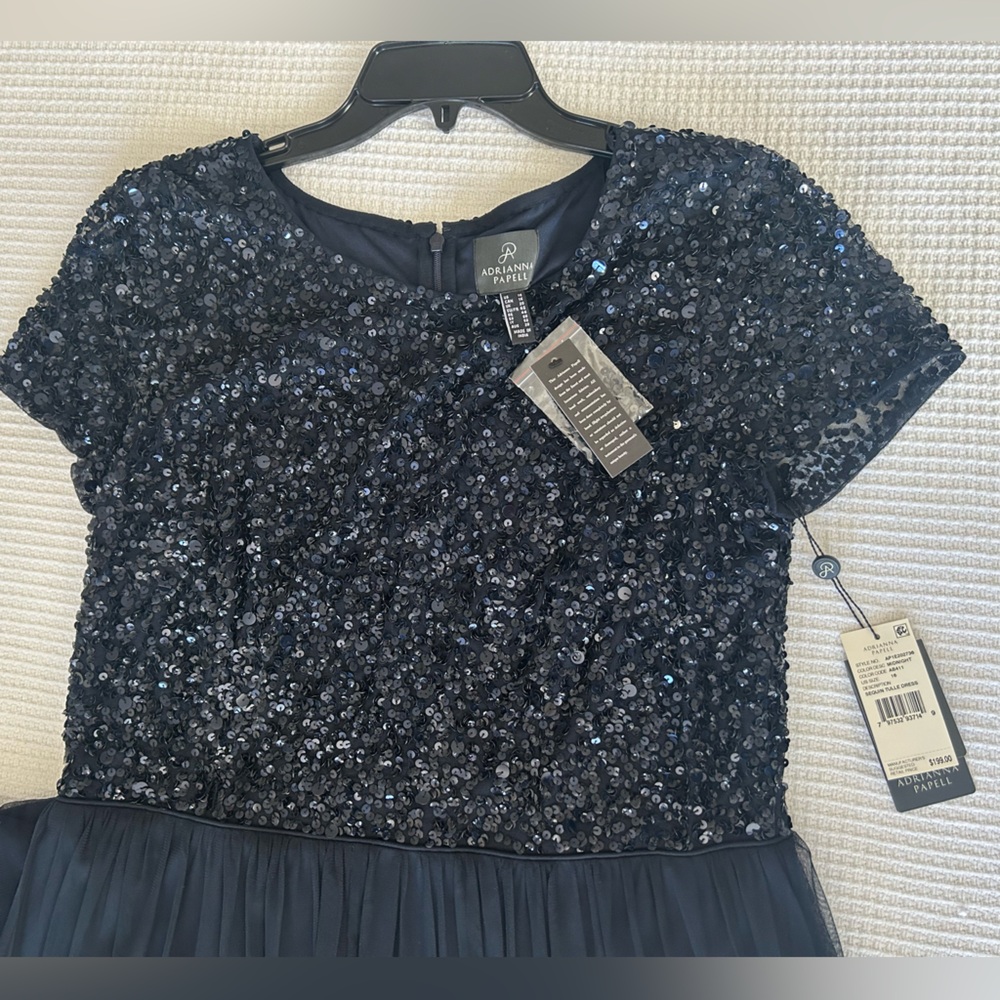 Adrianna Papell Navy Sequin Maxi Dress